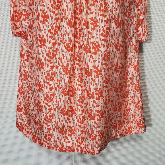 LOEFFLER RANDALL 100% SILK SLEEVELESS KIMONO BLOUSE IN ORANGE & IVORY - SIZE 6 - Picture 10 of 12